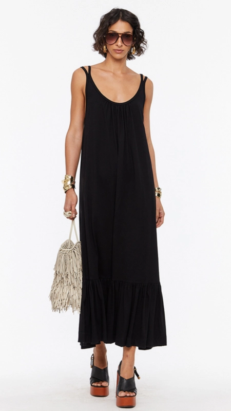 vestido midi animale malha alça