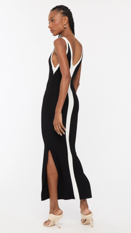 vestido midi animale duo color tricot