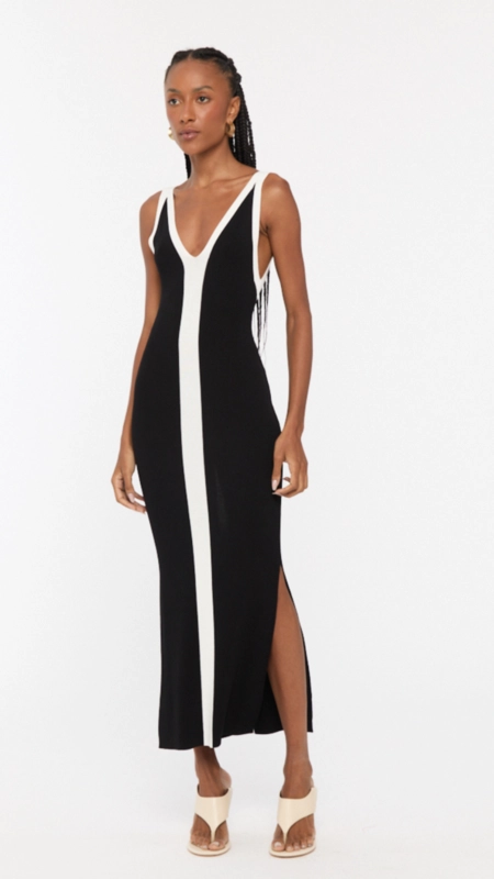 vestido midi animale duo color tricot