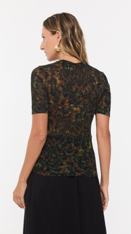 blusa tee animale manga media tr penas