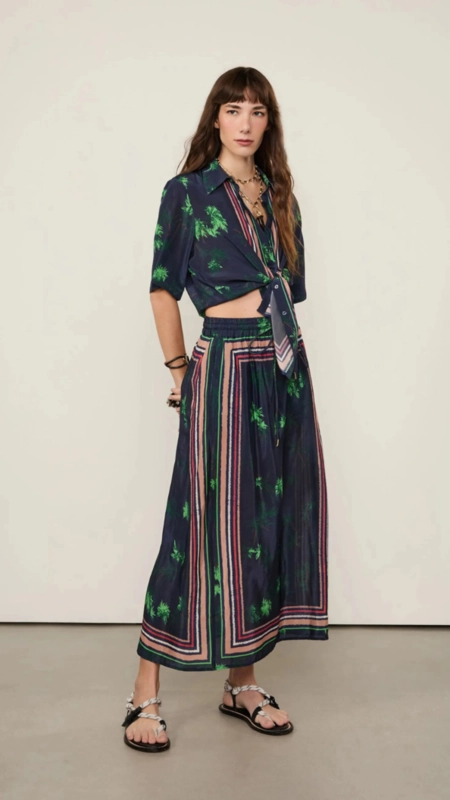 saia midi animale lenço coqueiro