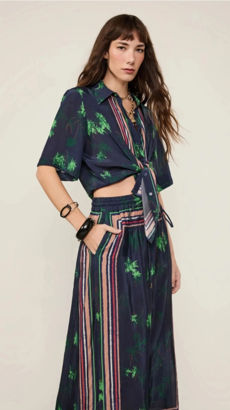 saia midi animale lenço coqueiro