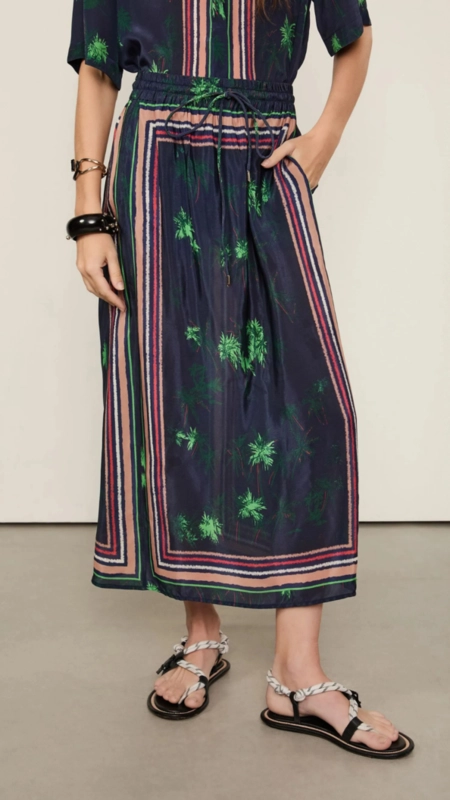 saia midi animale lenço coqueiro