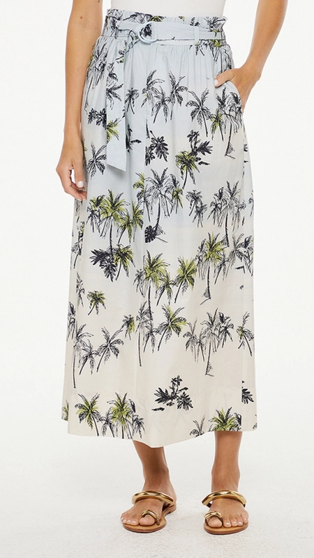 saia midi animale de algodão fig coqueiros