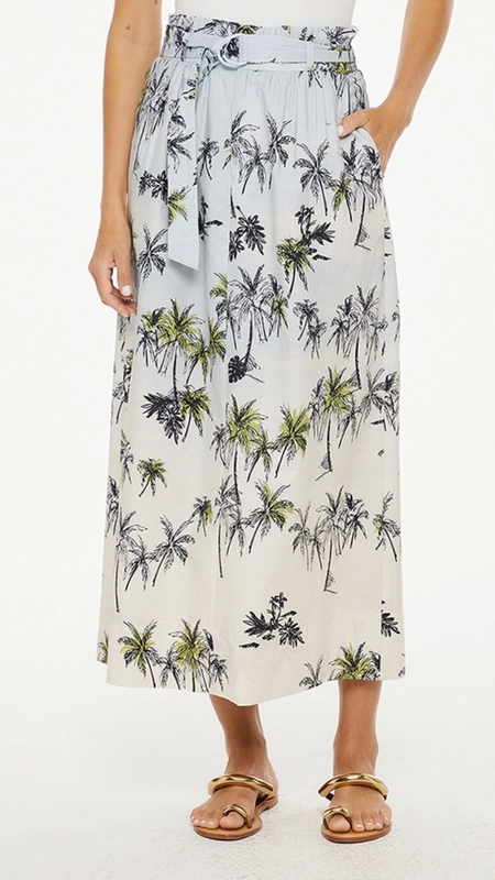 saia midi animale de algodão fig coqueiros