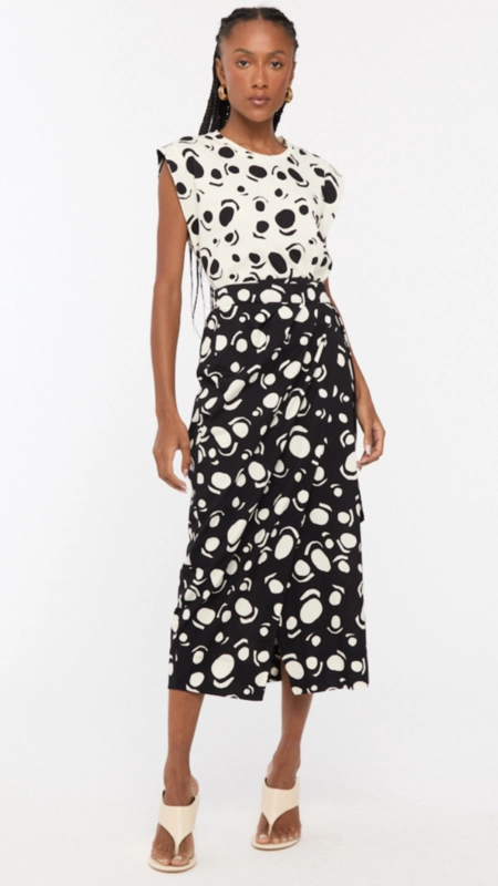 saia midi animale pareo bicolor pois