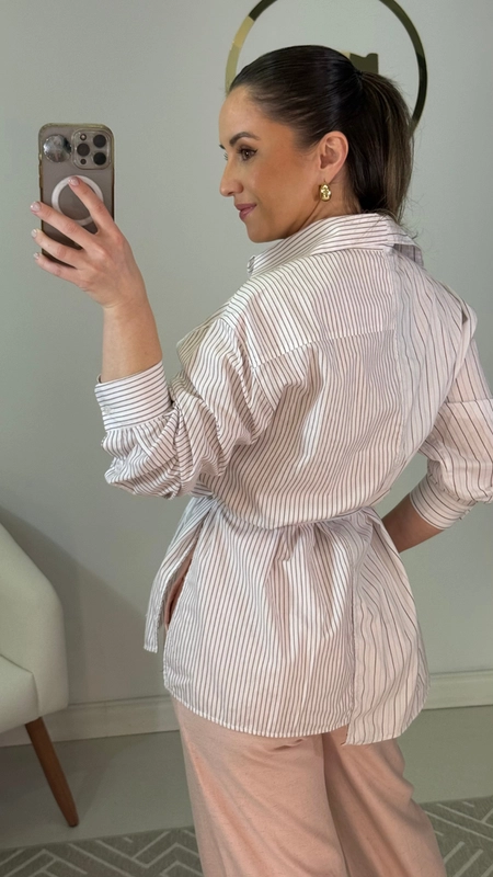 camisa animale tricoline amarração com top