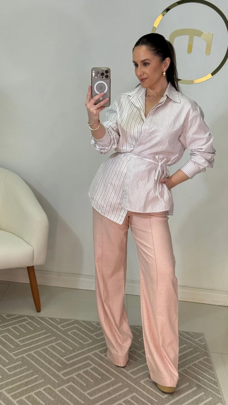 camisa animale tricoline amarração com top