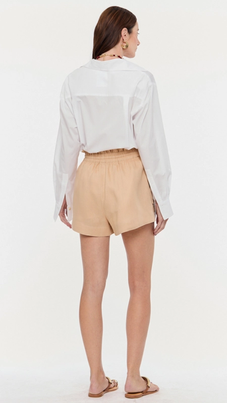 short animale amplo linho natural