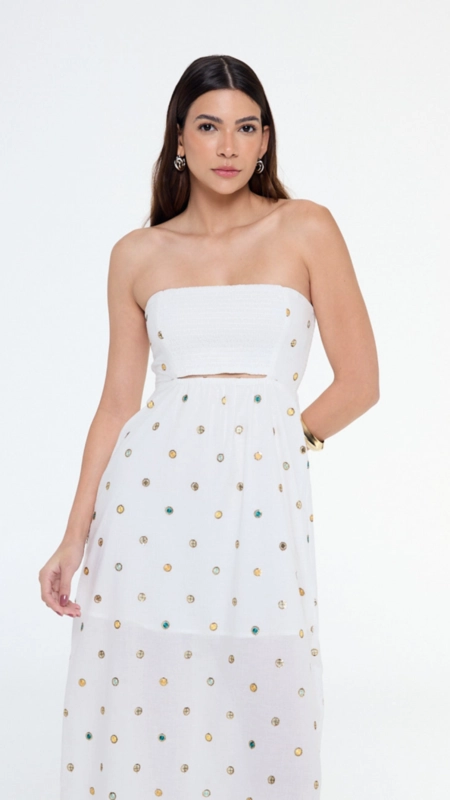 vestido algodao bordado com lastex animale jeans