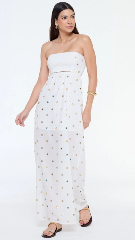 vestido algodao bordado com lastex animale jeans
