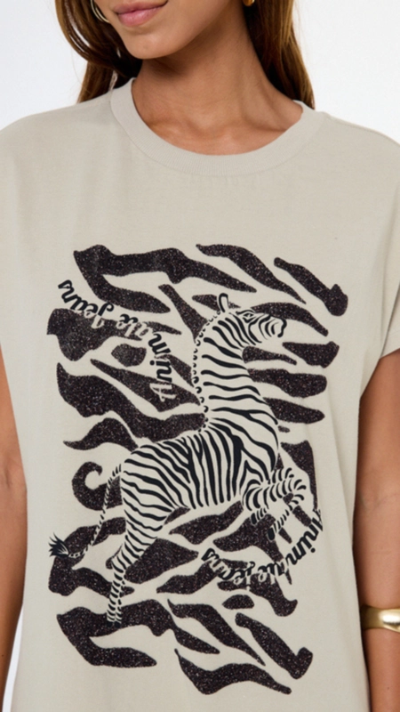 vestido t-shirt dress malha zebra texture animale jeans