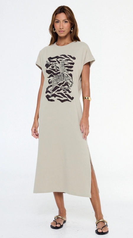 vestido t-shirt dress malha zebra texture animale jeans