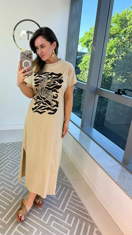 vestido t-shirt dress malha zebra texture animale jeans