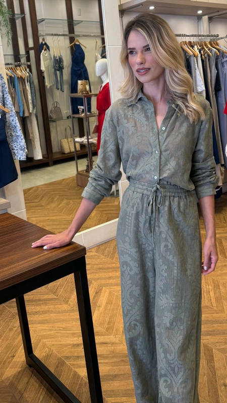 calça telada com textura animale jeans