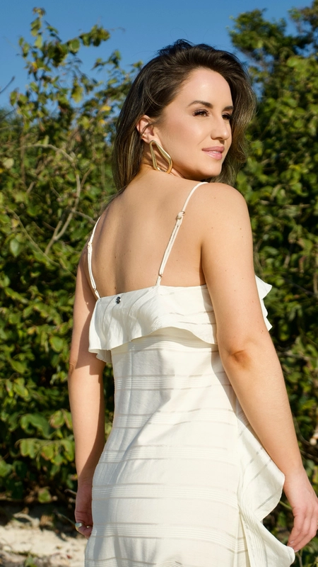 vestido stripes babado animale jeans