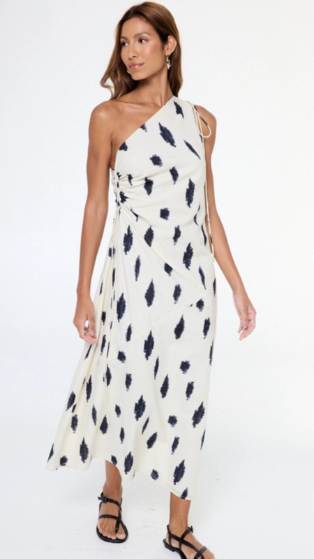 vestido algodao um ombro so animale jeans