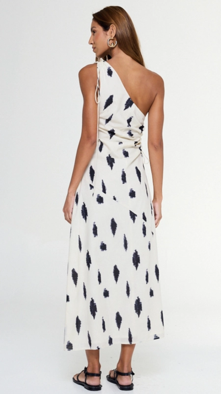 vestido algodao um ombro so animale jeans