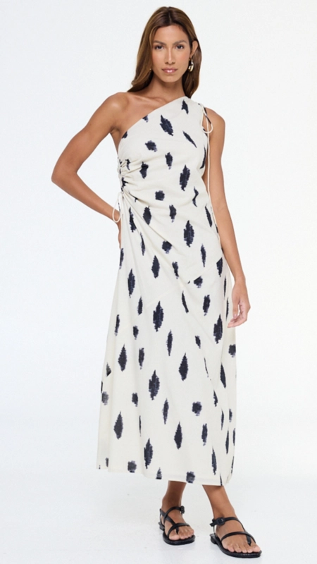 vestido algodao um ombro so animale jeans