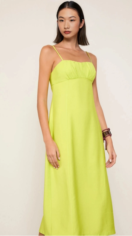 vestido midi twill abertura costas animale jeans