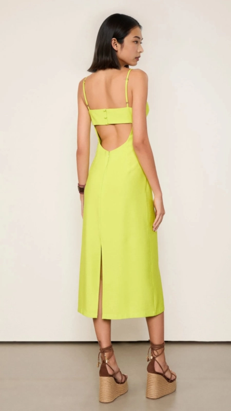 vestido midi twill abertura costas animale jeans