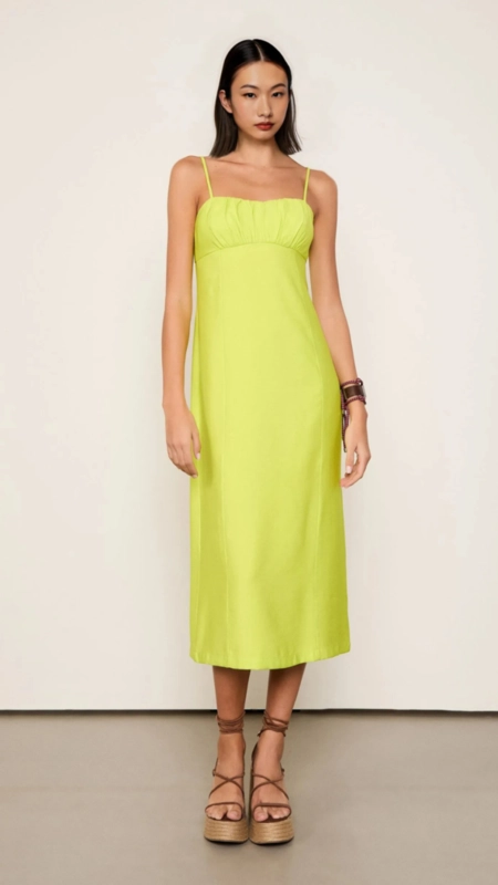 vestido midi twill abertura costas animale jeans