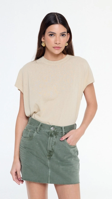 camiseta malha sem manga animale jeans