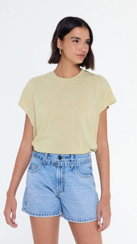 camiseta malha sem manga animale jeans