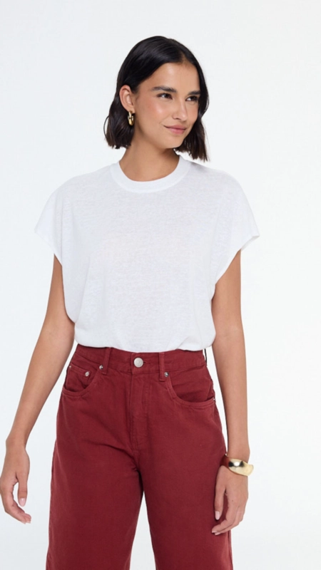 camiseta malha sem manga animale jeans