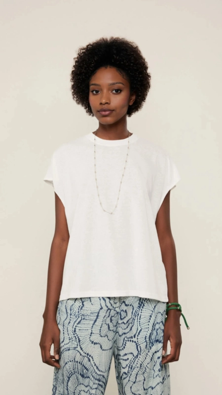 camiseta malha sem manga animale jeans