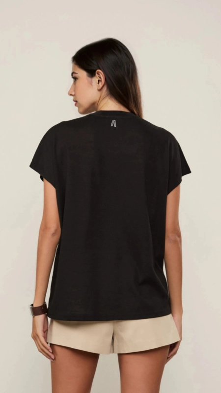 camiseta malha sem manga animale jeans