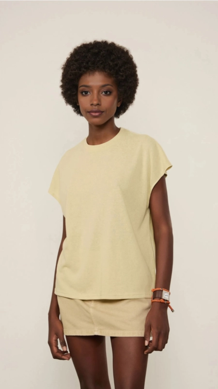 camiseta malha sem manga animale jeans