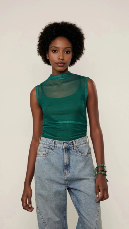 regata tule franzidos animale jeans