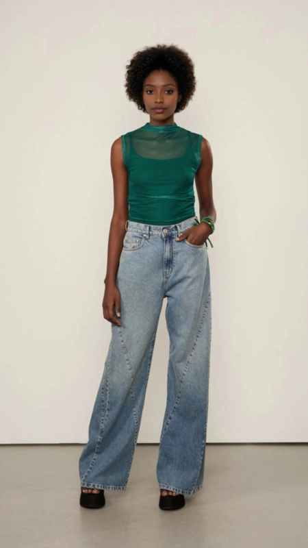 regata tule franzidos animale jeans