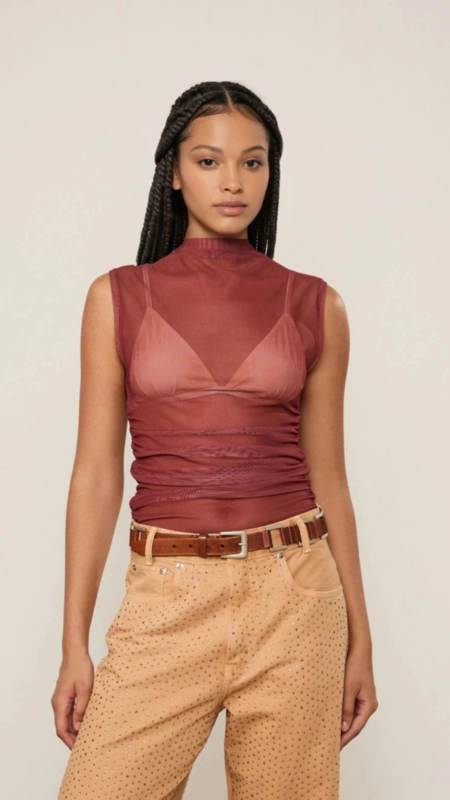 regata tule franzidos animale jeans