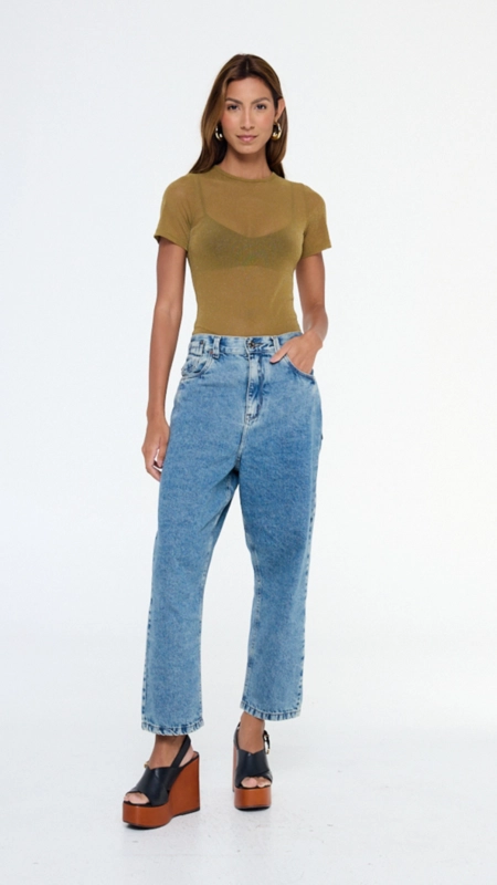 calça jeans long rise martingale animale jeans