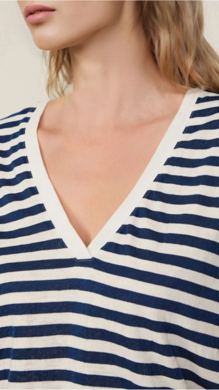 blusa malha listrada decote v animale jeans