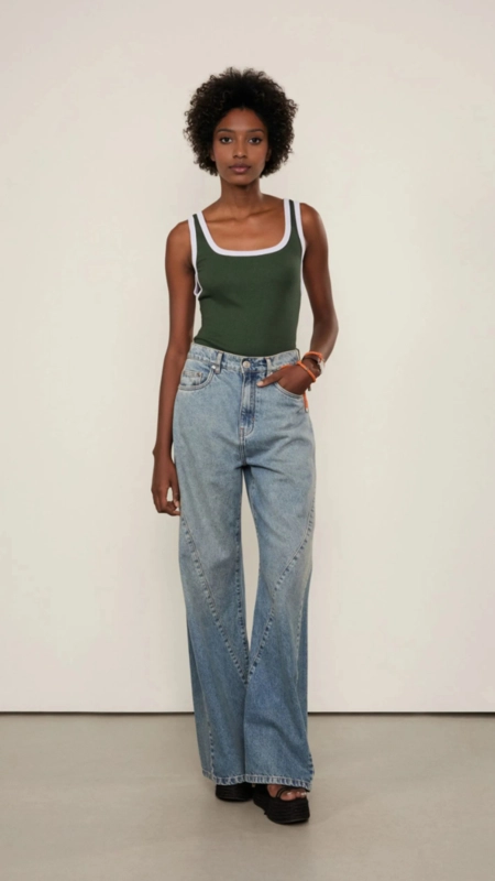 regata malha abertura cavas animale jeans