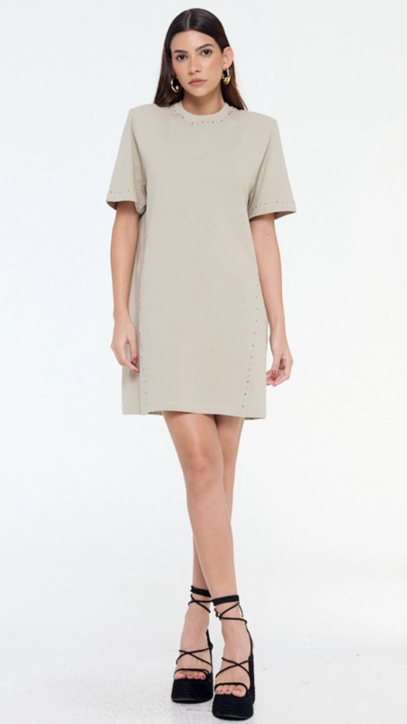 vestido tshirt dress malha brilho gola animale jeans