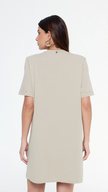 vestido tshirt dress malha brilho gola animale jeans