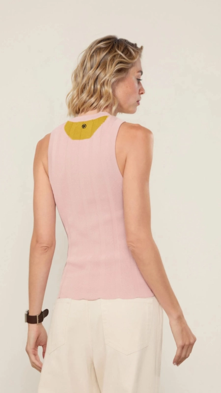 regata tricot cropped rib larga animale jeans