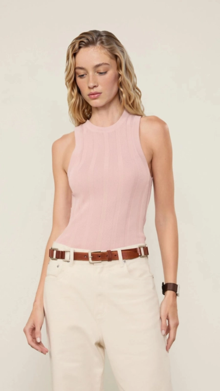 regata tricot cropped rib larga animale jeans