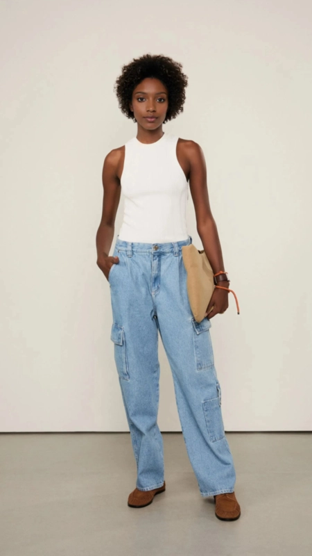 regata tricot cropped rib larga animale jeans