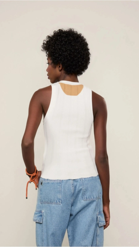 regata tricot cropped rib larga animale jeans