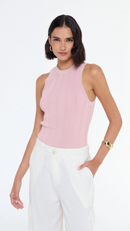 regata tricot cropped rib larga animale jeans