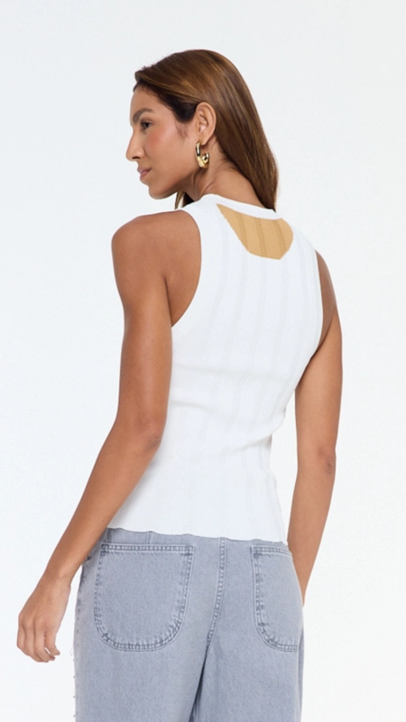 regata tricot cropped rib larga animale jeans