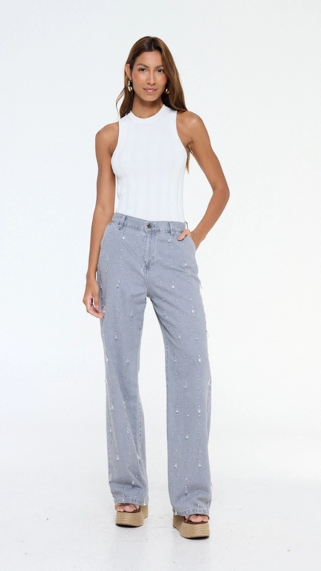 regata tricot cropped rib larga animale jeans