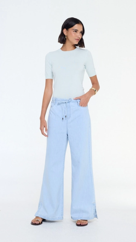 calça jeans pantalona elastico light animale jeans