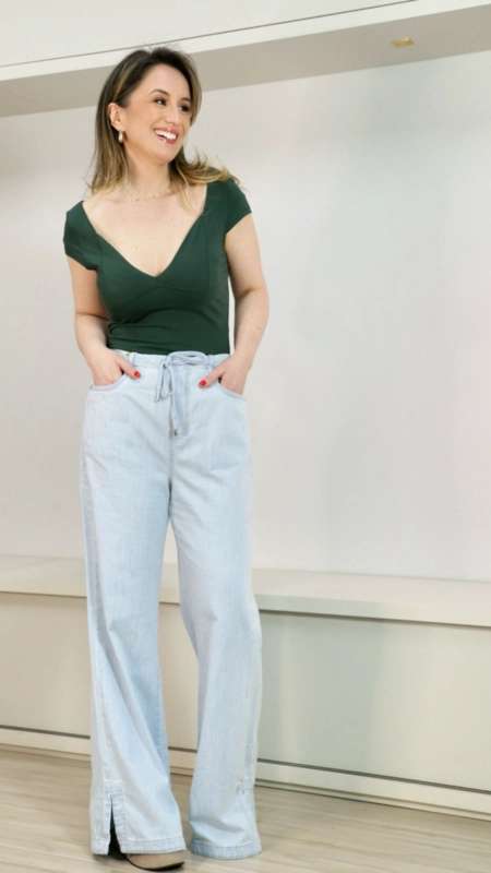 calça jeans pantalona elastico light animale jeans