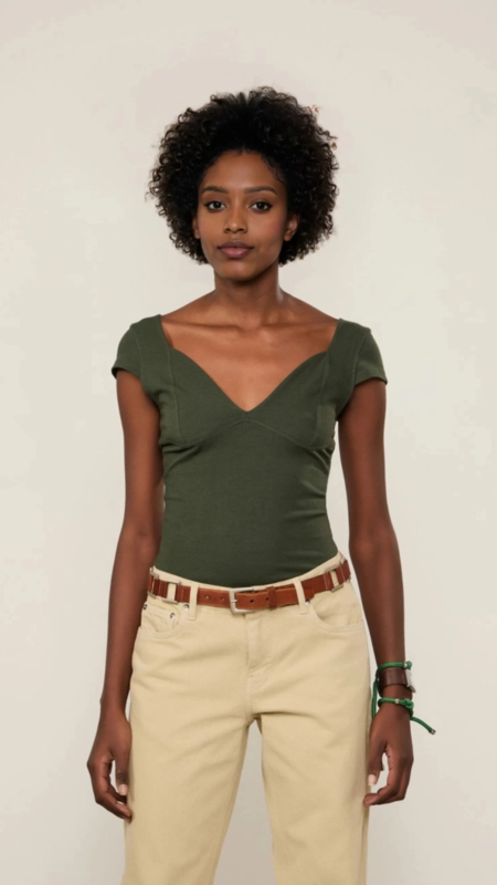 blusa malha justa decote v animale jeans